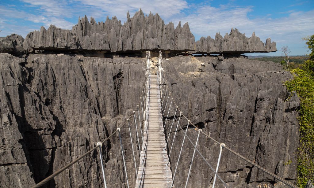 Hanging bridge in Tsingy of Bemaraha national park